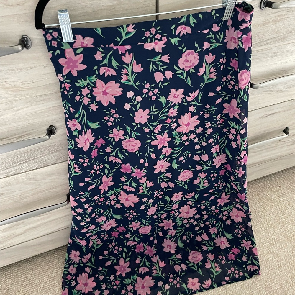 Amazon Pink and Blue Midi Pencil Skirt Casual